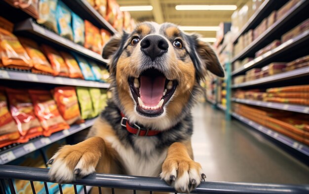 Joyful dog having fun