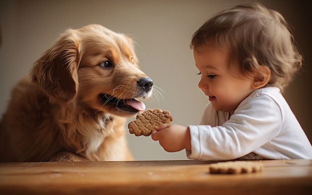 Free photo joyful kid with dog