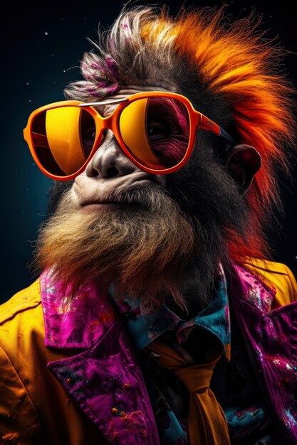 Joyful monkey with glasses