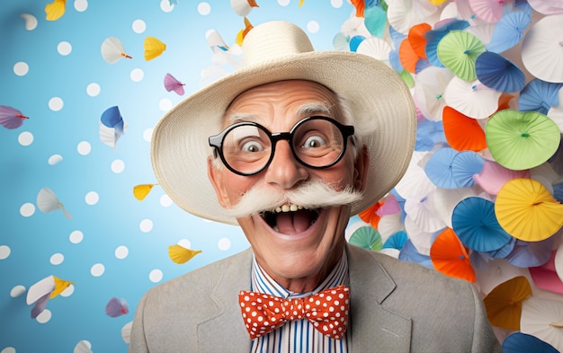 Joyful old man having fun