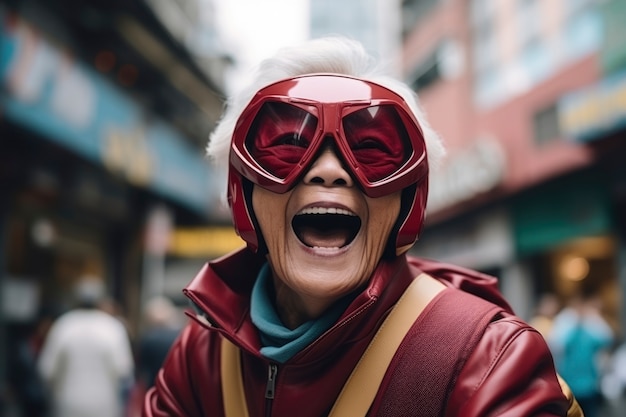 Free photo joyful old woman having fun