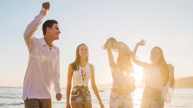 Joyful party on the beach