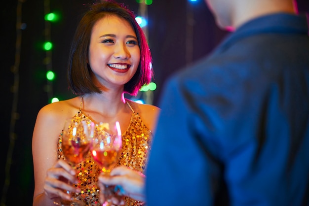 Joyful woman at party