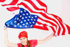 Free photo joyful woman with american flag