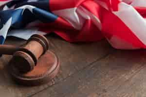 Free photo judge's gavel with flag