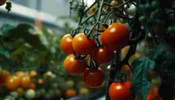 Free photo juicy cherry tomatoes ripe and multi colored generated by ai