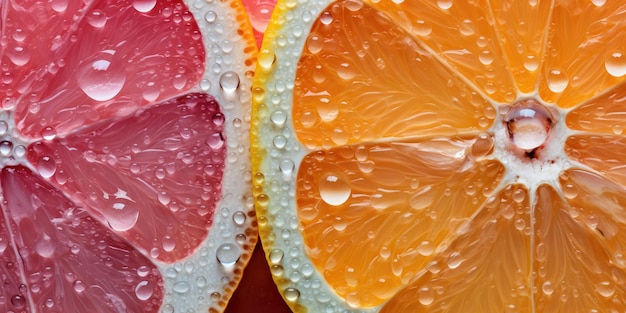 Free photo juicy display of citrus and berries gleaming with fresh water droplets