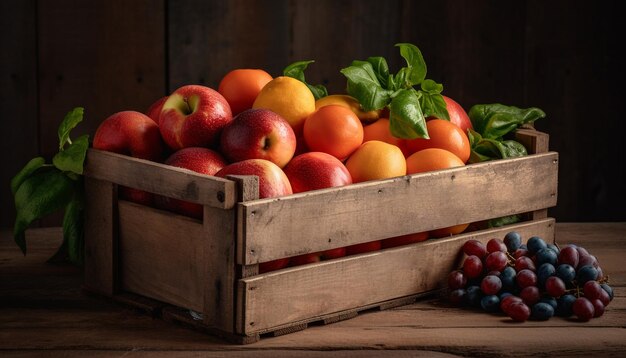 수분이 많은 과일 상자 AI가 생성한 건강한 채식 스낵