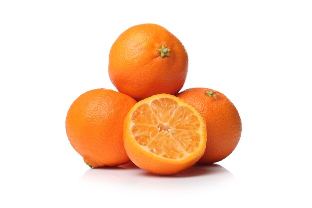 Juicy oranges on a white surface