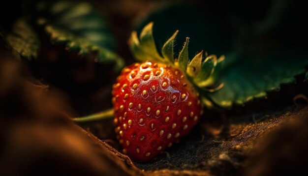 Juicy ripe strawberry a healthy summer snack generated by AI