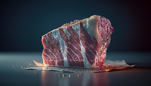 Free photo juicy textured piece of meat steak closeup generative ai