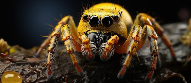 Free photo jumping spider closeup on a dark background