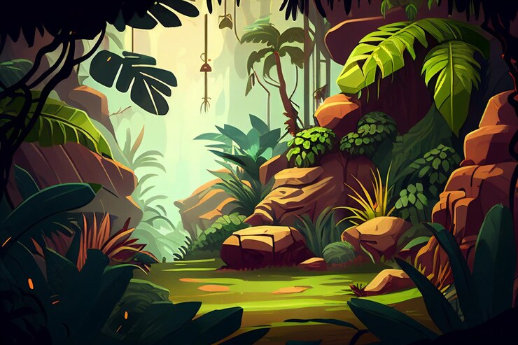 Free Photo jungle background forest nature scene futuristic generative ai