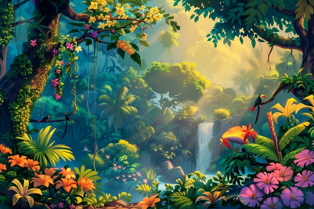 Jungle landscape digital art illustration