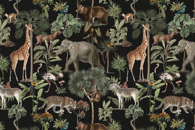 Jungle pattern background wild animals