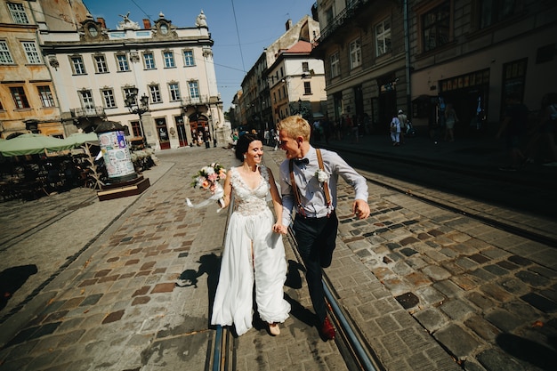 Just married running