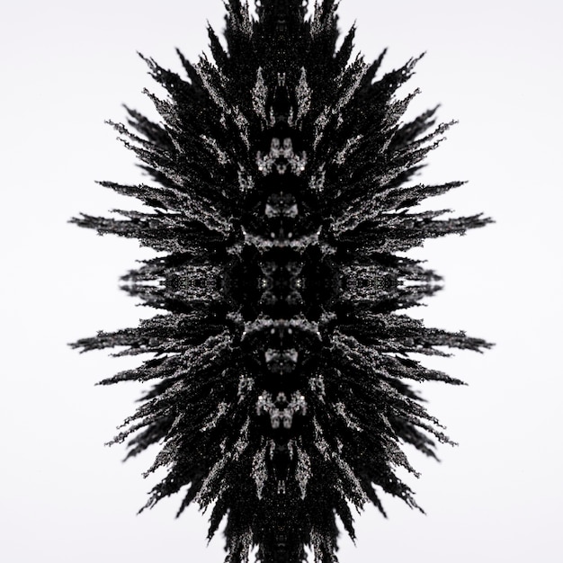 Kaleidoscope magnetic metallic shaving design isolated on white backdrop