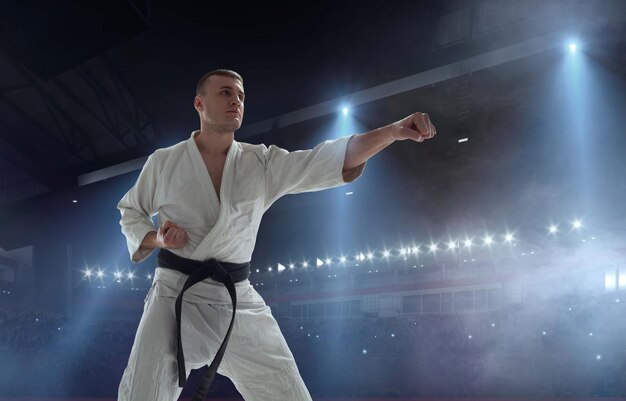 Karate fighters on tatami Fighting Championship