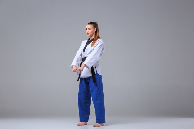 The karate girl with black belt