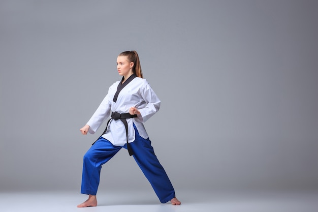 The karate girl with black belt