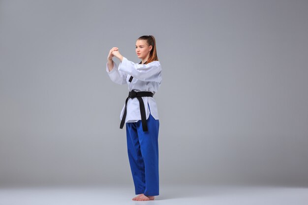 The karate girl with black belt