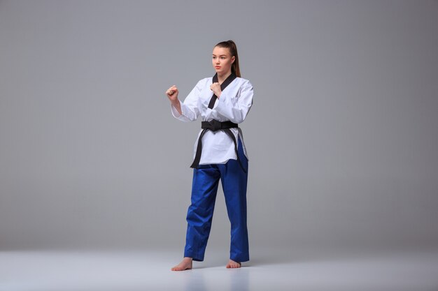 The karate girl with black belt