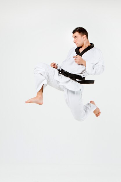 The karate man with black belt