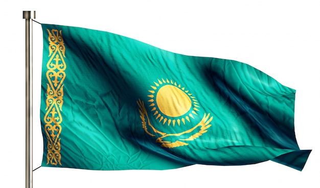 Kazakhstan National Flag Isolated 3D White Background