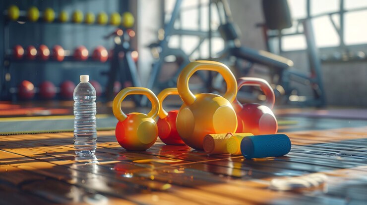 Free Photo kettlebell gym equipment still life