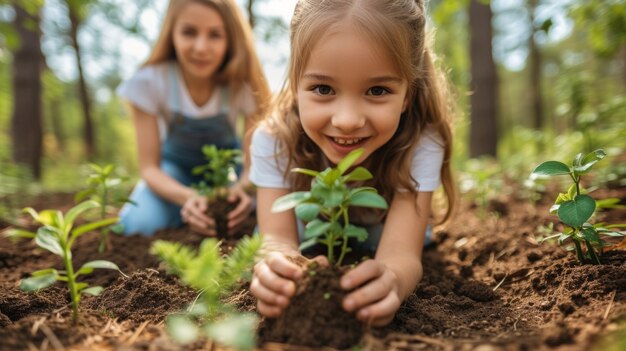 地球の日のために母なる地球を愛し守る子供