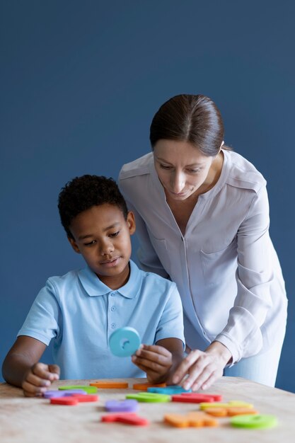 Kid doing a occupational therapy session