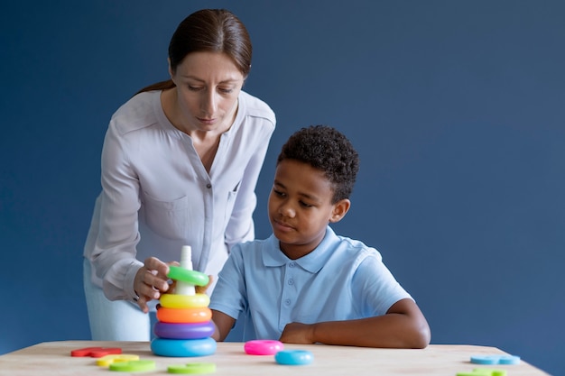 Kid doing a occupational therapy session