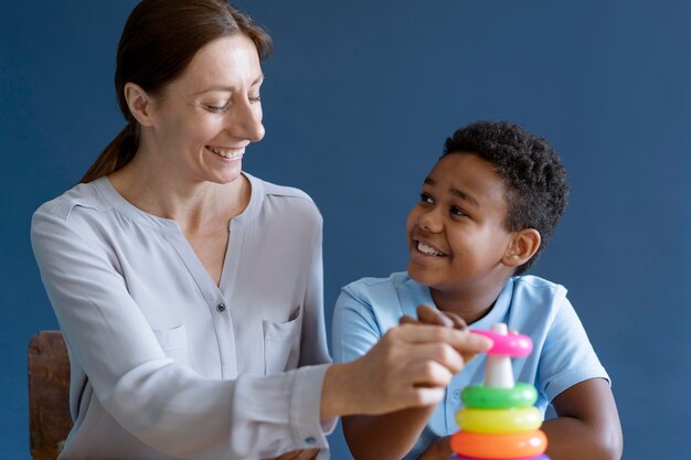 Kid doing a occupational therapy session