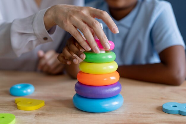 Kid doing a occupational therapy session