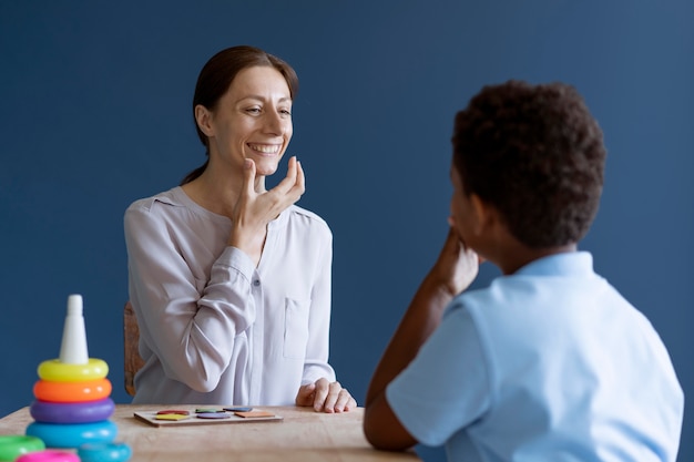 Kid doing a occupational therapy session