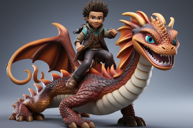 Kid and dragon hanging out