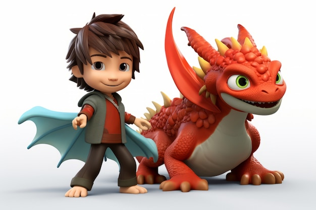 Kid and dragon hanging out