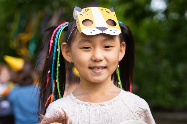 Kid having fun at jungle party