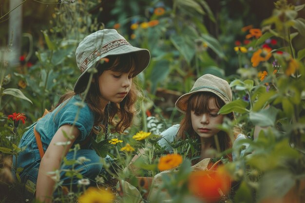 Kid learning to garden