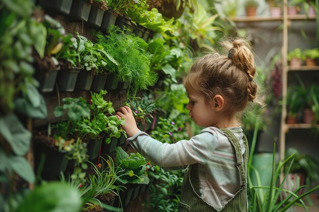 Kid learning to garden