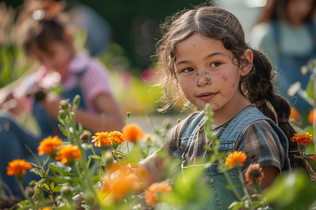 Foto gratuita ragazzo che impara a fare il giardino