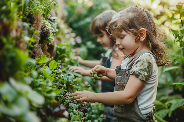 Бесплатное фото Ребёнок учится садоводству