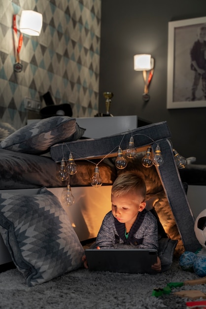 Kid playing in his room