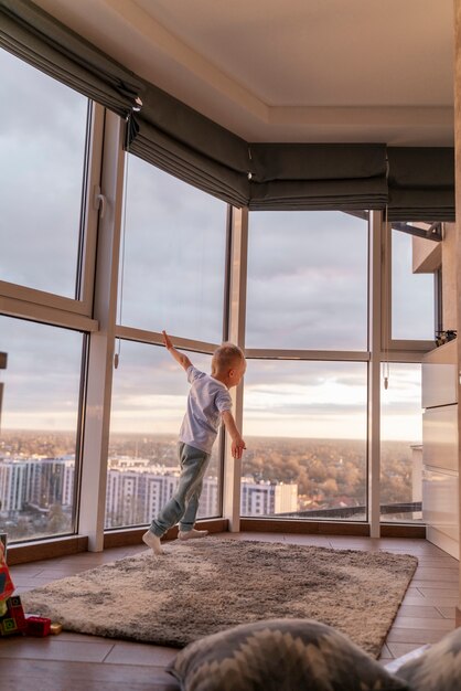 Kid playing in his room