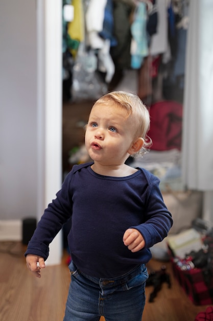 Kid playing in his room