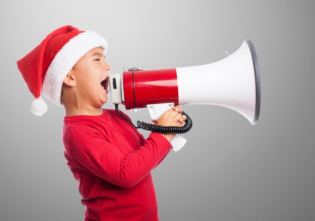 Kid using a bullhorn