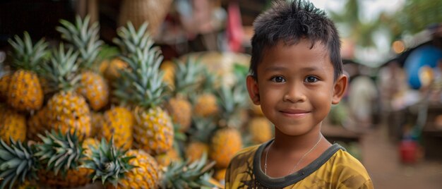 Kid with pineapple cinematic style