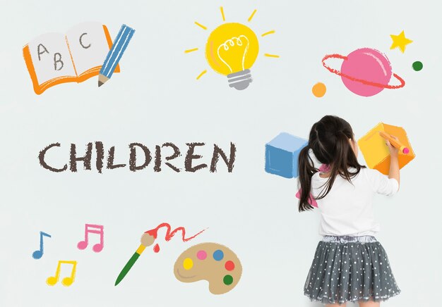 kids children early education icons