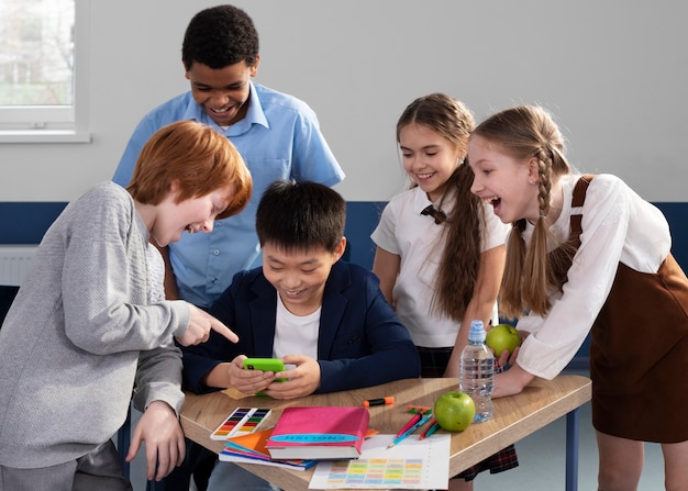 Kids in classroom taking english class