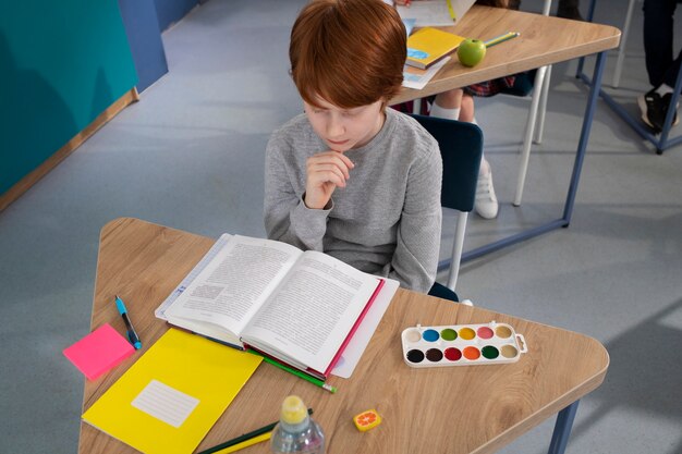 Kids in classroom taking english class